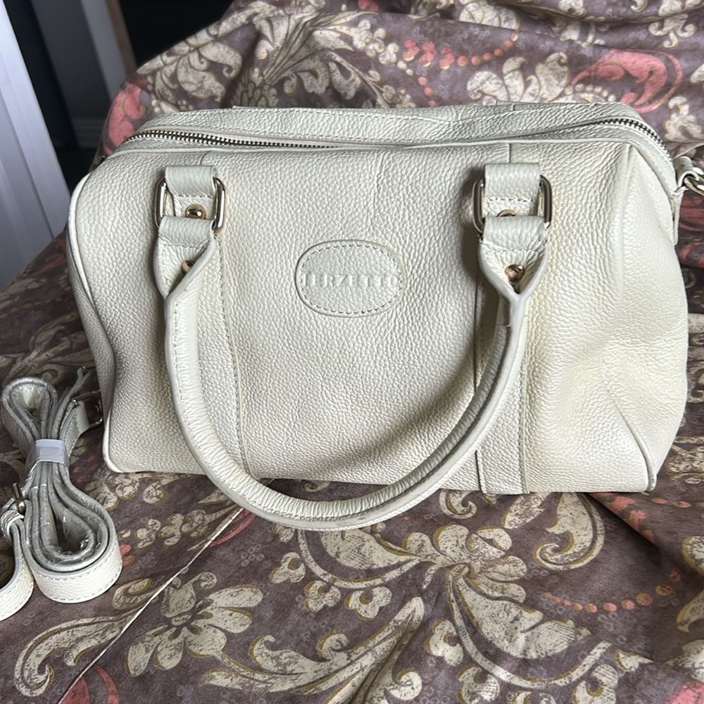 Terzetto-Satchel or Crossbody. Creamy Butter color.